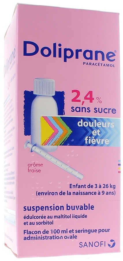 Doliprane sirop 2,4% sans sucre suspension buvable - flacon de 100 ml