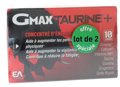 Gmax taurine + concentré d'énergie Eafit - 2 boites de 30 ampoules