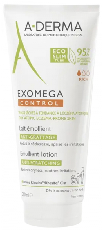 Exomega Control Lait émollient anti-grattage A-Derma - tube de 200 ml