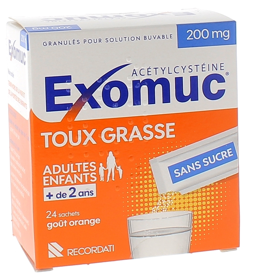 Exomuc 200mg granulés pour solution buvable - 24 sachets