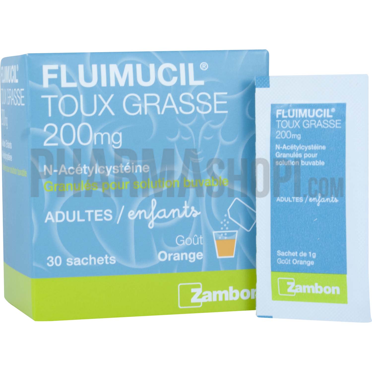 Fluimucil 200mg granulé pour solution buvable - boîte de 30 sachets