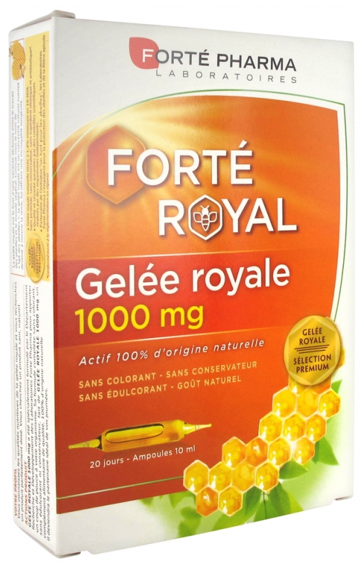 Gelée royale 1000 mg Forté Pharma - boîte de 20 ampoules de 10 ml