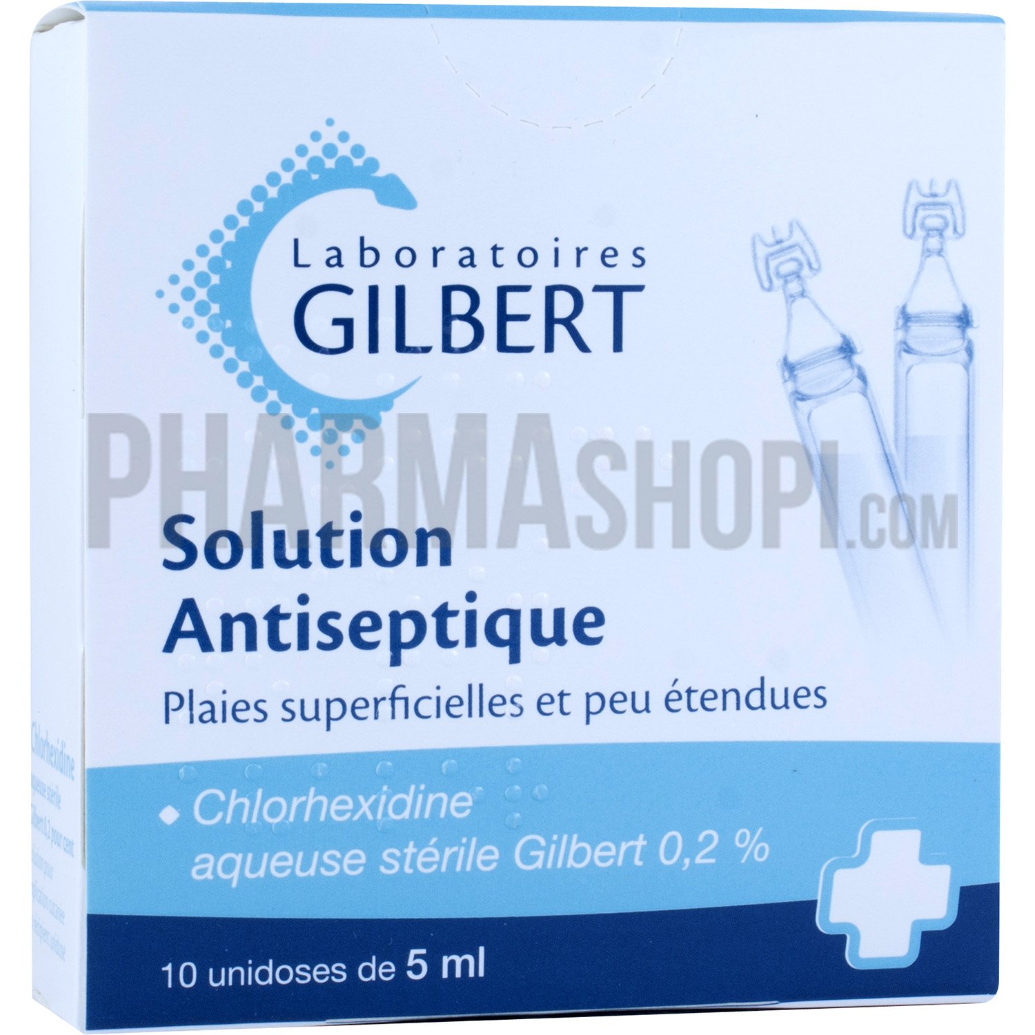 Chlorhexidine aqueuse stérile Gilbert 0,2% - boîte de 10 récipients unidoses de 5ml