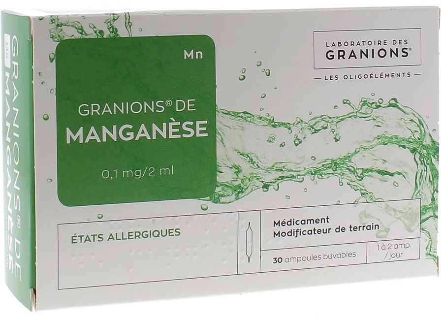 Granions de manganèse 0,1mg - Boîte de 30  ampoules de 2ml
