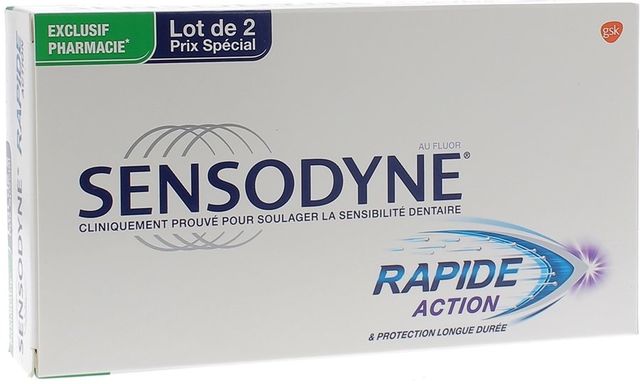 Dentifrice Rapide action Sensodyne - lot de 2x75 ml
