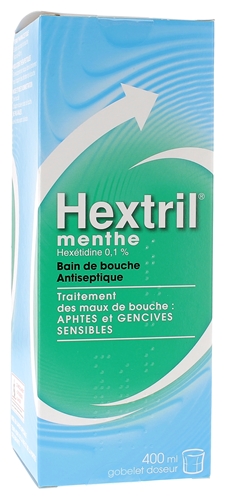 Hextril menthe 0,1% solution pour bain de bouche - flacon de 400ml