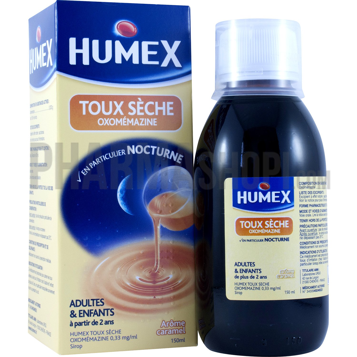 Humex toux sèche nocturne sirop adultes, flacon de 150 ml