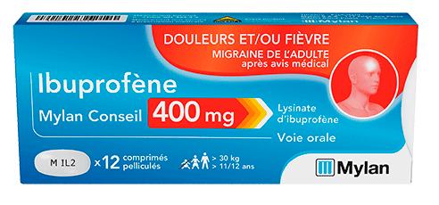 Ibuprofène 400 mg Mylan comprimé pelliculé - boite de 12 comprimés
