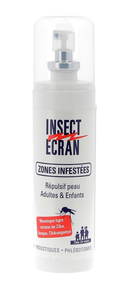 Insect Ecran Spray répulsif anti-moustiques zones infestées Insect écran,  Spray 100 ml