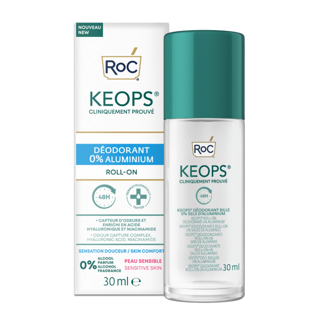Keops Déodorant à bille 0% d'aluminium RoC - roll-on de 30ml