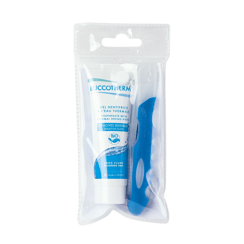 Kit de voyage Buccotherm - gel dentifrice gencives sensibles 25 ml + brosse à dents