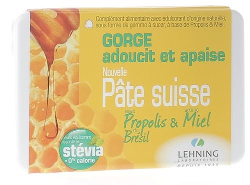 Pâte suisse propolis et miel lehning - boîte de 40 pastilles