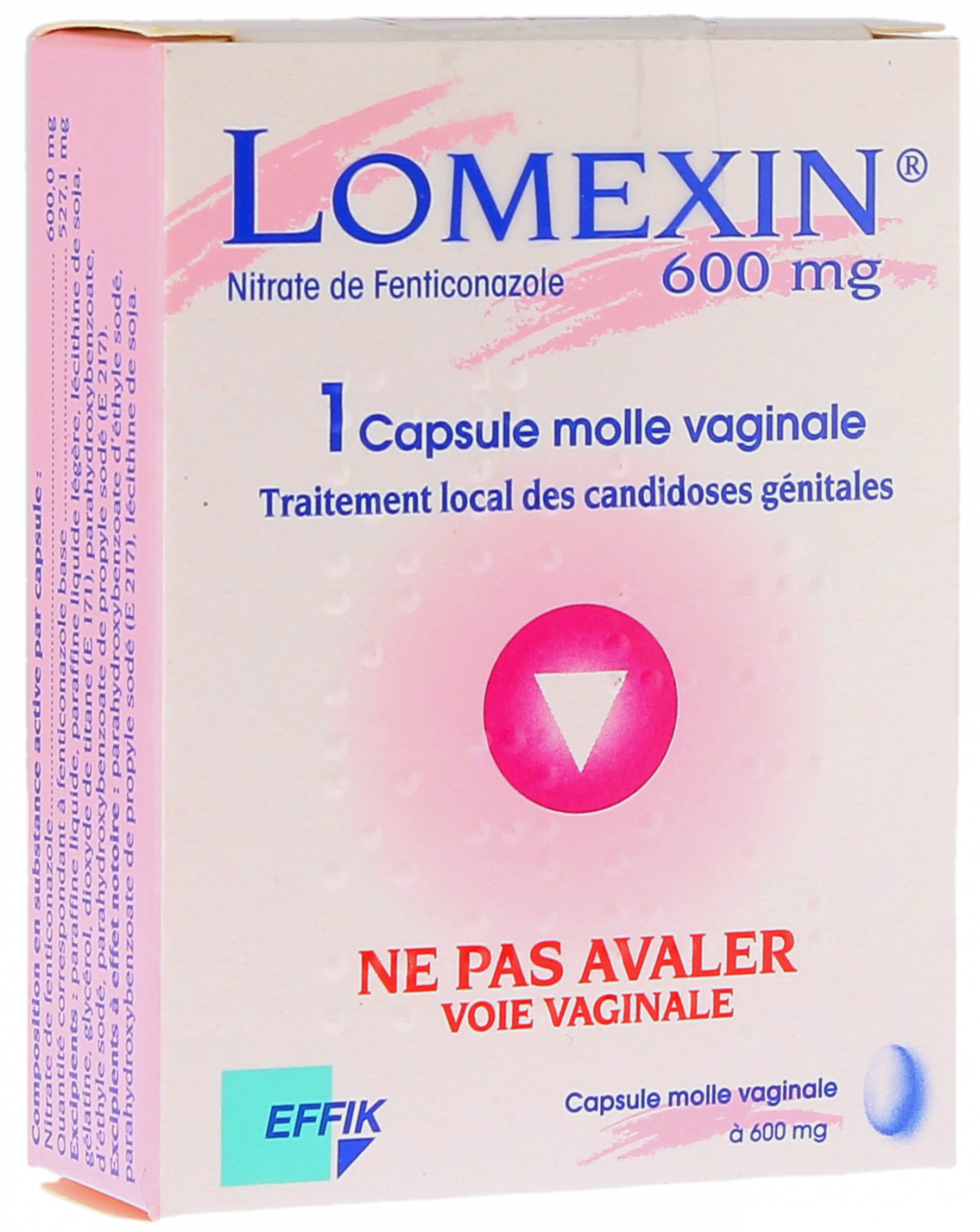Lomexin 600mg capsule molle vaginale, boîte d'une capsule