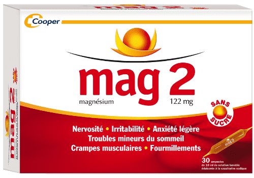 Mag 2 sans sucre 122mg solution buvable - 30 ampoules