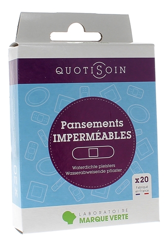 Quotisoin Pansements imperméables Marque Verte - boîte de 20 pansements