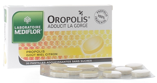 Oropolis pastilles adoucissantes pour la gorge goût miel-citron - 20 pastilles à sucer sans sucres