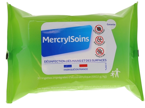 Mercryl soins lingettes désinfectantes Menarini - 15 lingettes