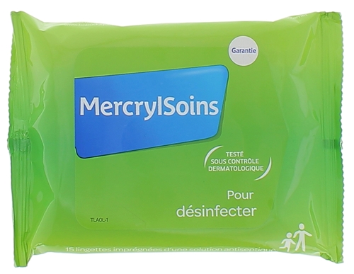 Mercryl soins lingettes désinfectantes Menarini - 15 lingettes