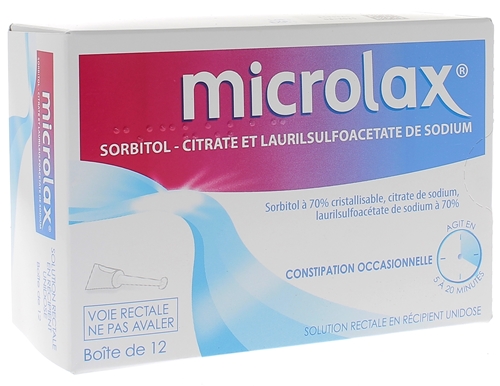 Microlax constipations occasionnelles, 12 pipettes de 5mL