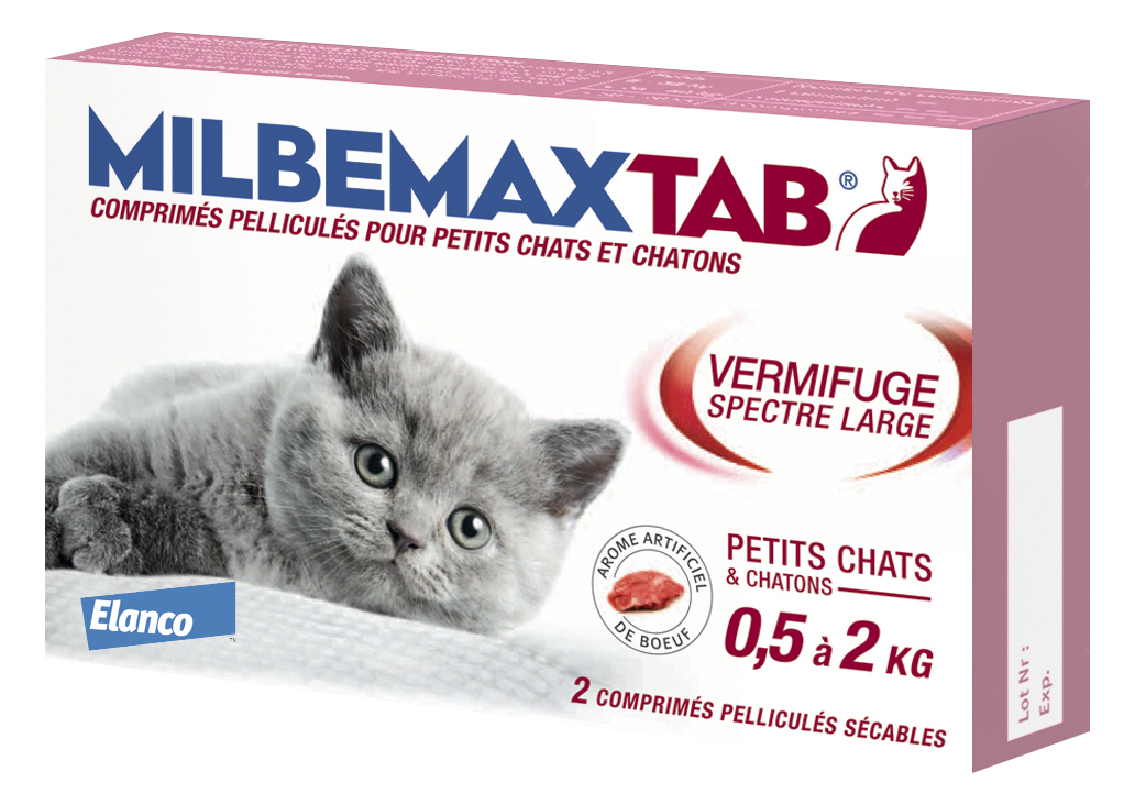 Milbemaxtab comprimé pour petits chats et chatons, boite de 2 comprimés