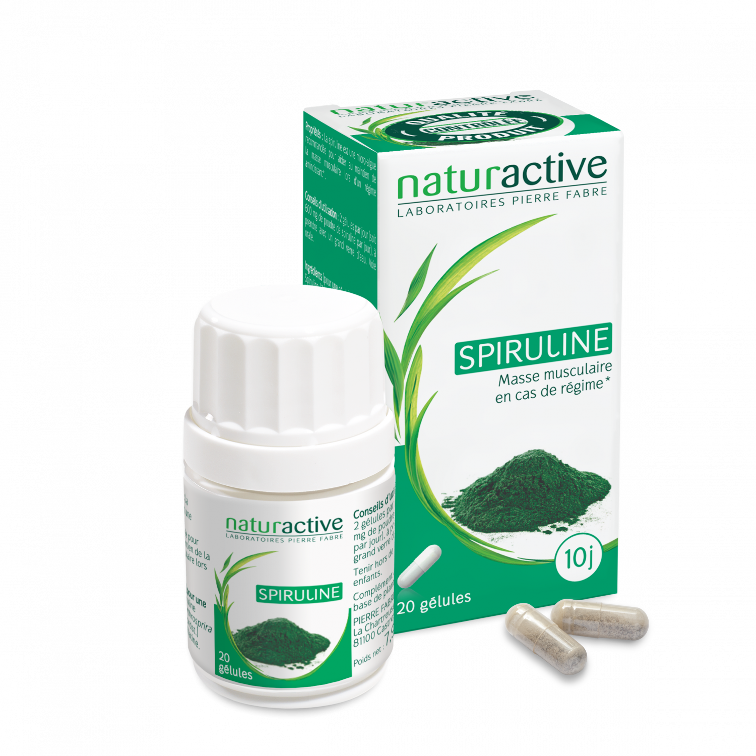 Elusane Spiruline Naturactive - boîte de 20 gélules