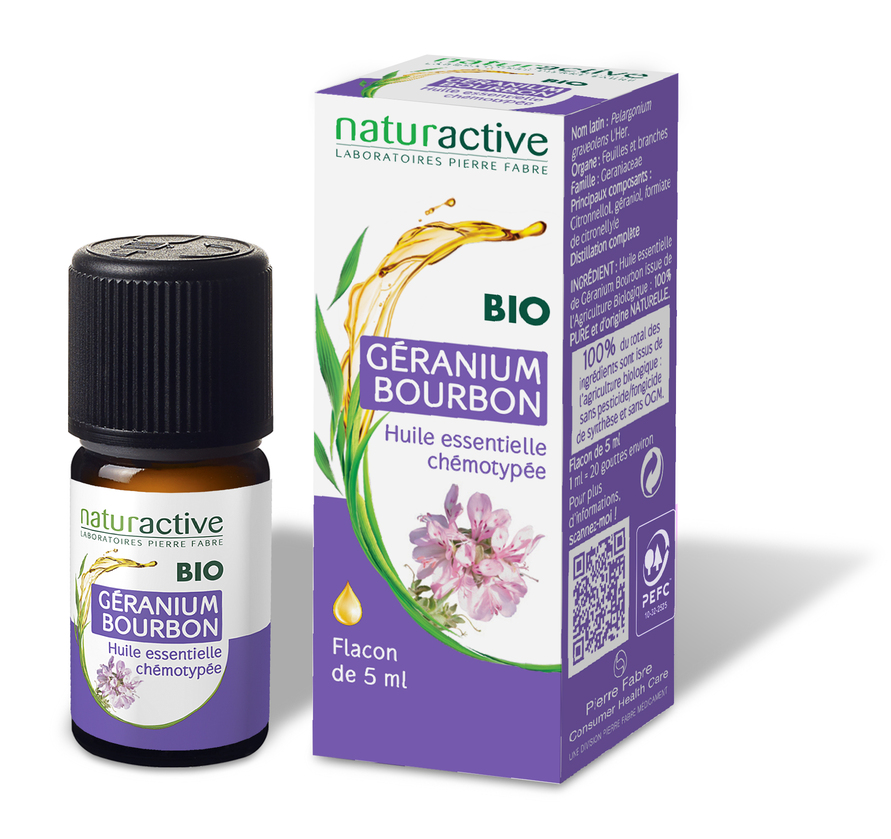 Huile essentielle de Geranium bourbon BIO Naturactive - flacon de 5 ml