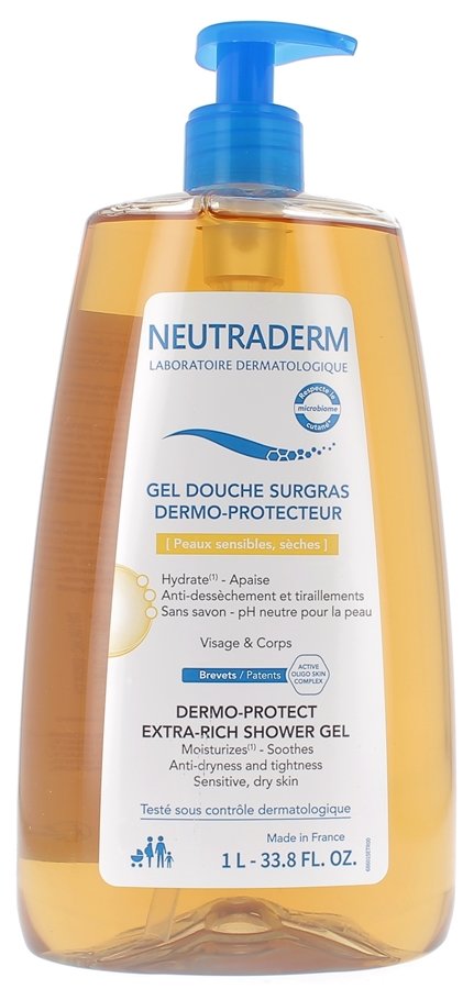 Gel douche surgras dermo-protecteur Neutraderm - flacon pompe de 1L