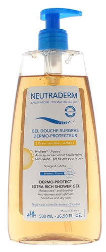 Gel douche surgras dermo-protecteur Neutraderm - flacon pompe de 500 ml