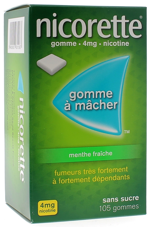 Nicorette 4mg menthe fraiche gomme à mâcher - boite de 105 gommes