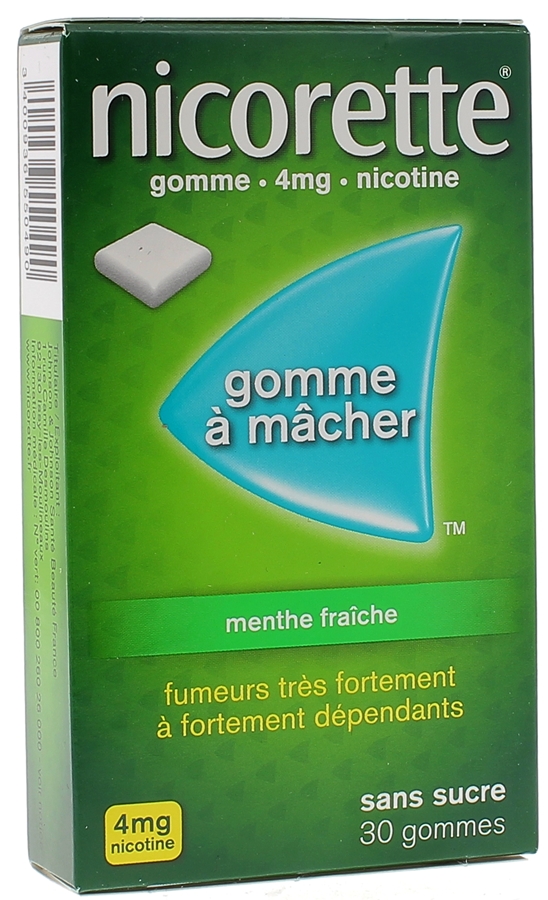 Nicorette 4mg menthe fraiche gomme à mâcher - boite de 30 gommes