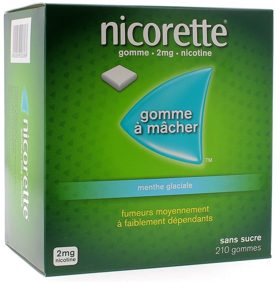 Nicorette 2mg menthe glaciale sans sucre gomme à mâcher - boite de 210 gommes