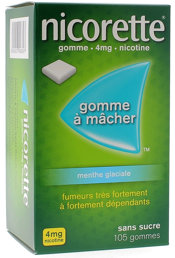 Nicorette 4mg menthe glaciale sans sucre gomme à macher - boite de 105 gommes