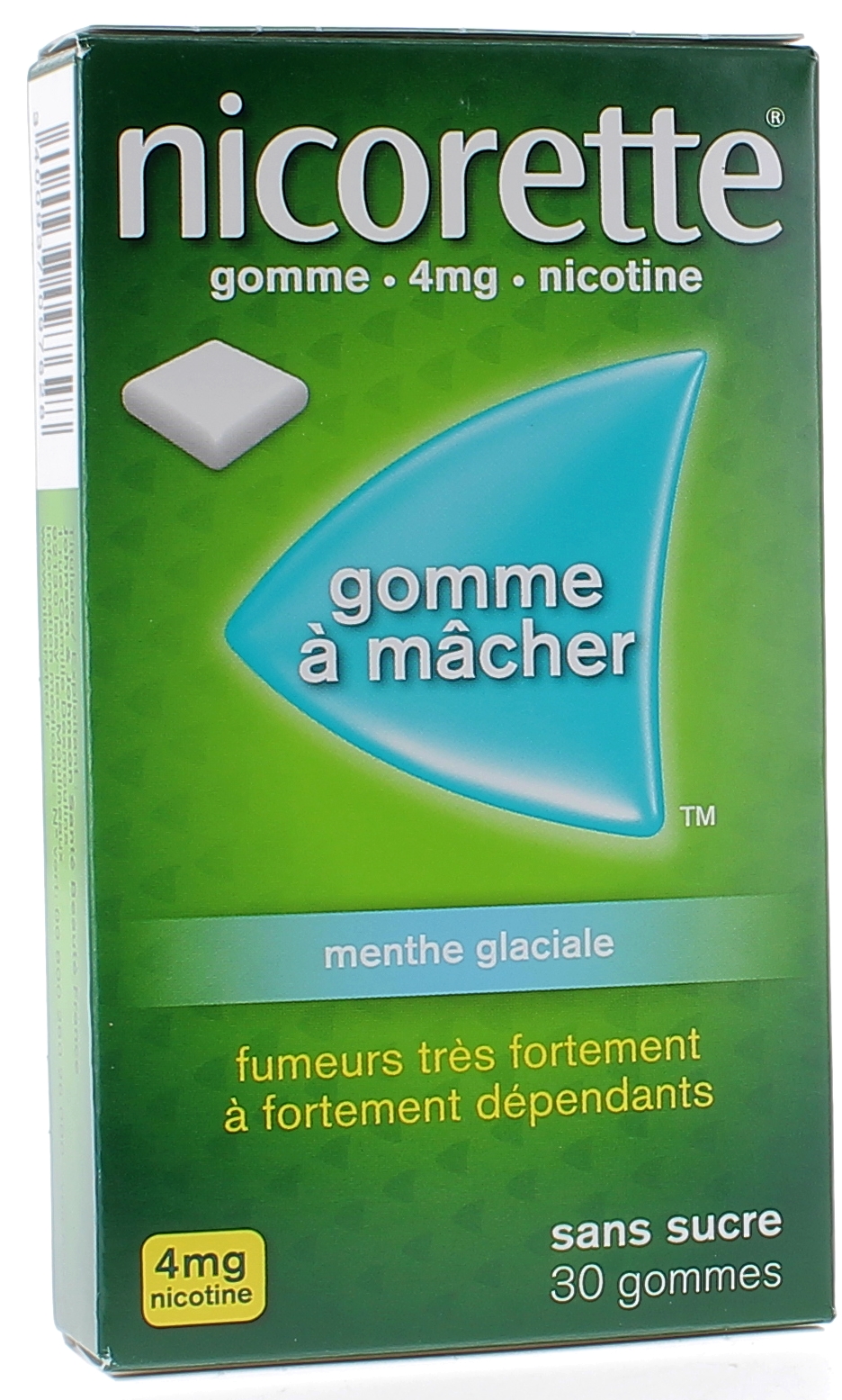 Nicorette 4mg menthe glaciale sans sucre gomme à mâcher - boite de 30 gommes