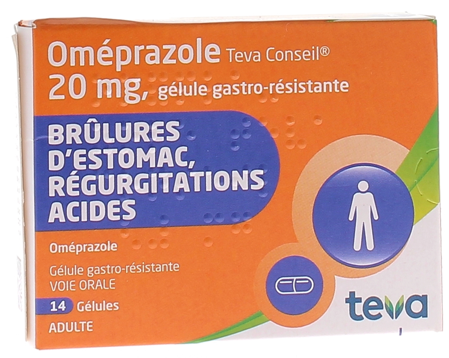 Oméprazole 20 mg Teva - boite de 14 gélules