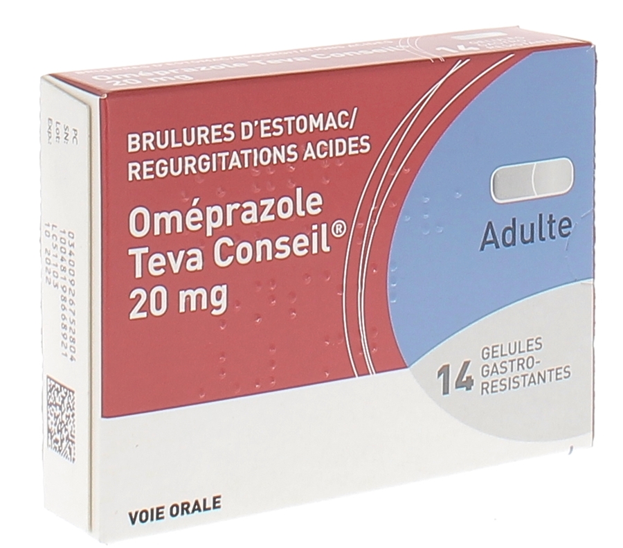 Oméprazole 20 mg Teva - boite de 14 gélules