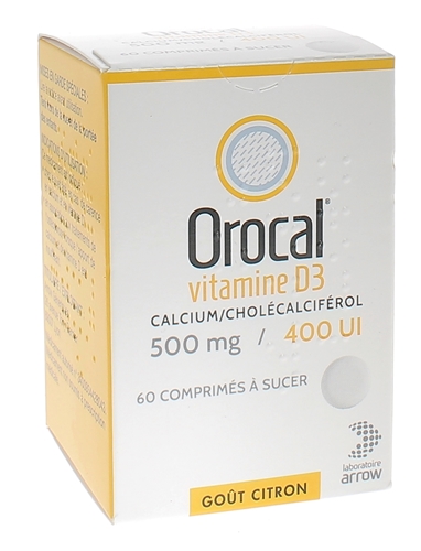 Orocal Vitamine D3 500mg/400 U.I comprimé à sucer - boîte de 60 comprimés