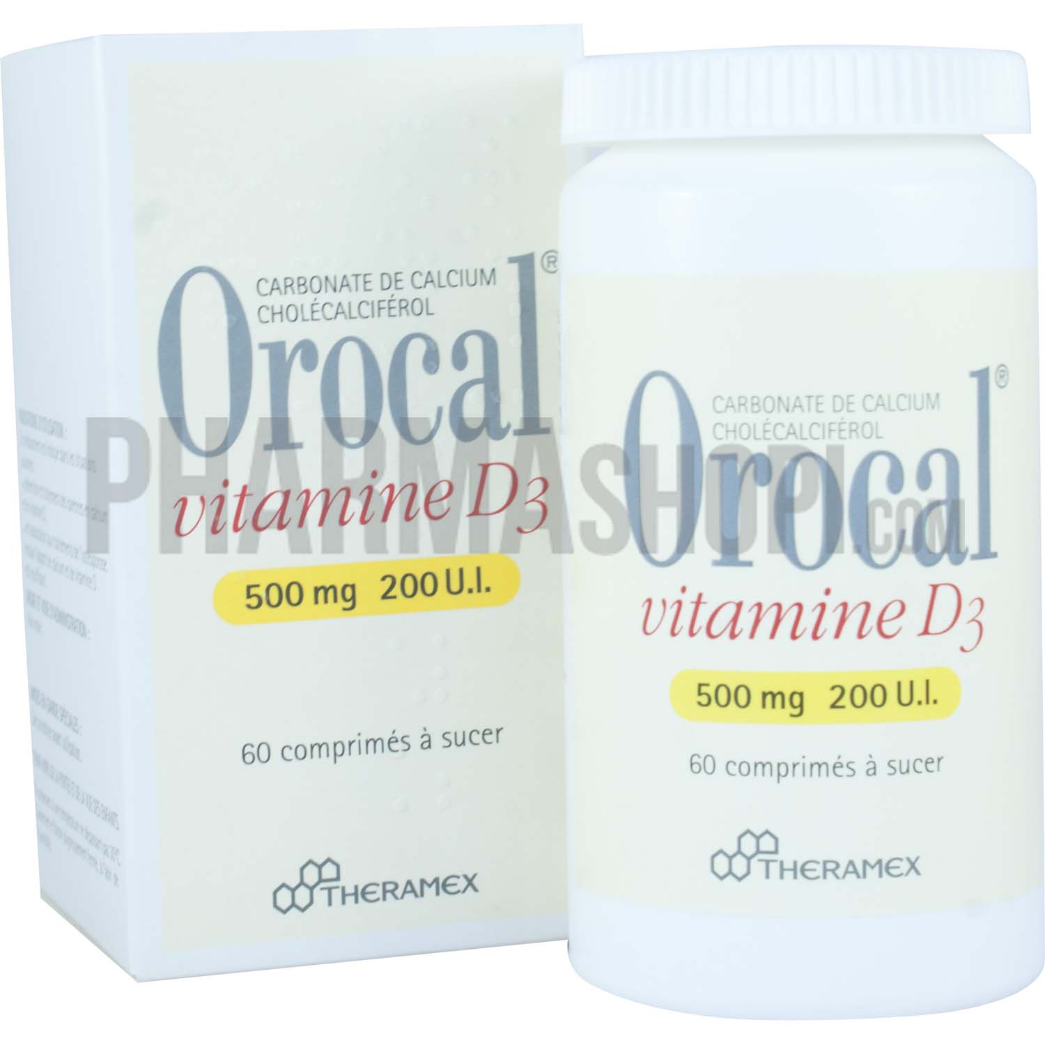 Orocal Vitamine D3 500mg/200 U.I - 60 comprimés à sucer