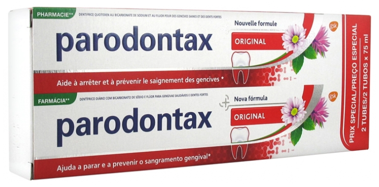 Parodontax dentifrices fluor saignement gencives - 2 tubes de 75 ml