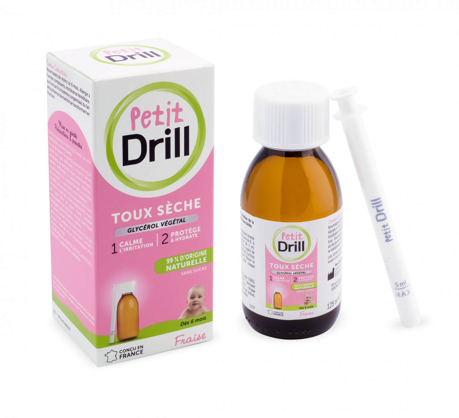 Le sirop toux sèche & grasse enfant Phytosun Aroms soulage rapidement la  toux de l'enfant dès 1 an.