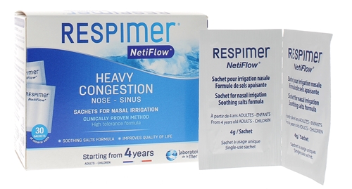 Sachets pour irrigation nasale Netiflow Forte congestion Respimer