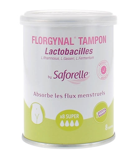 Florgynal tampon probiotique super sans applicateur Saforelle - boite de 8 tampons