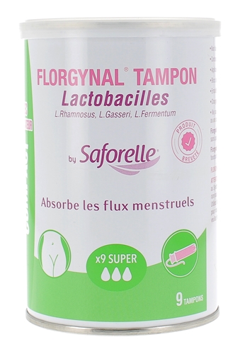 Florgynal tampon probiotique super avec applicateur Saforelle - boite de 9 tampons