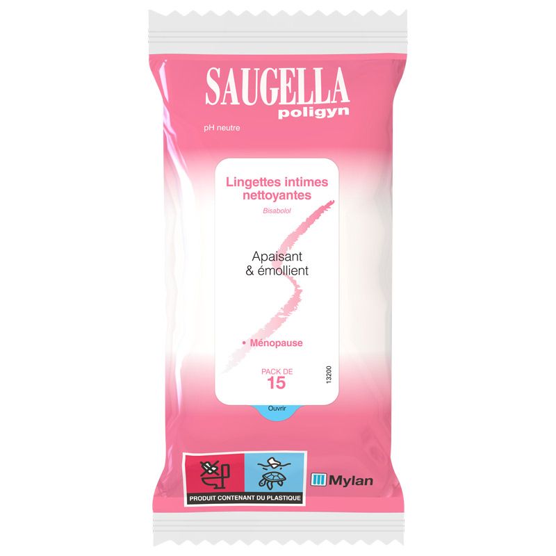 Saugella : Poligyn lingette intime Saugella, pack de 15 lingettes