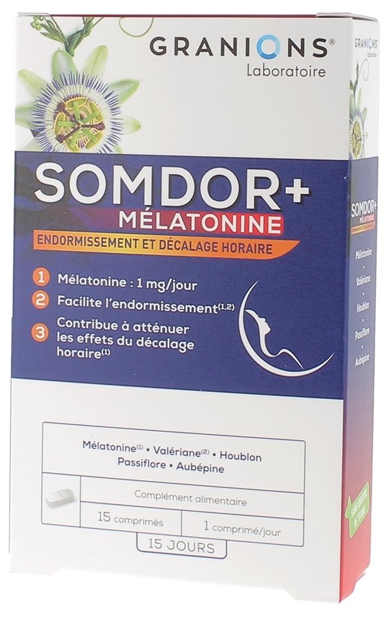 Somdor+ mélatonine comprimés Granions - boite de 15 comprimés