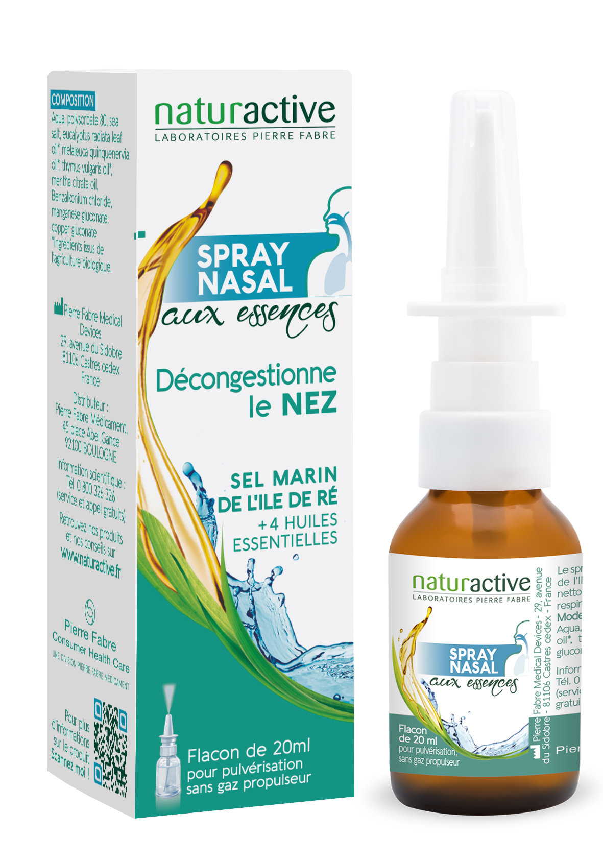 Spray nasal sel marin et huiles essentielles Naturactive - spray de 20 ml
