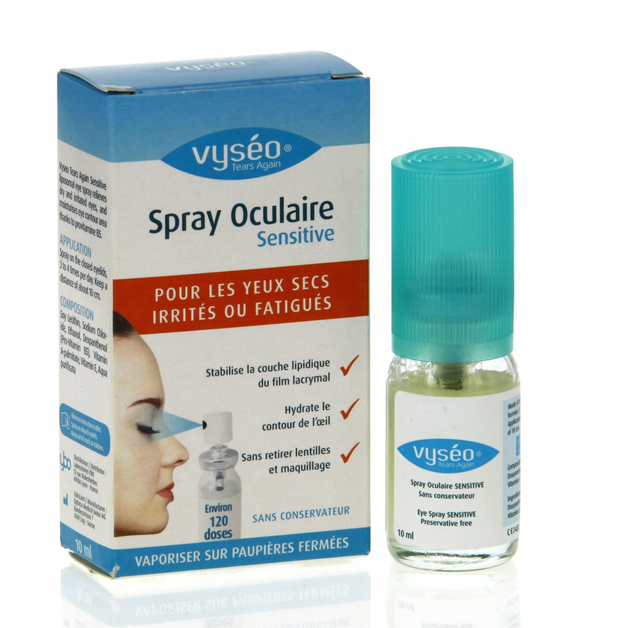 Spray oculaire sensitive pour yeux fatigués Vyséo - spray de 10 ml