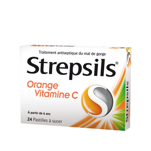 Strepsils orange Vitamine C pastilles à sucer - boite de 24 pastilles