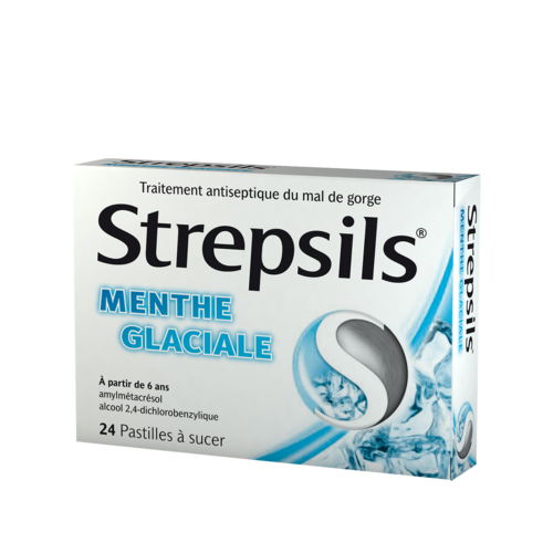 Strepsils menthe glaciale pastille à sucer - boite de 24 pastilles