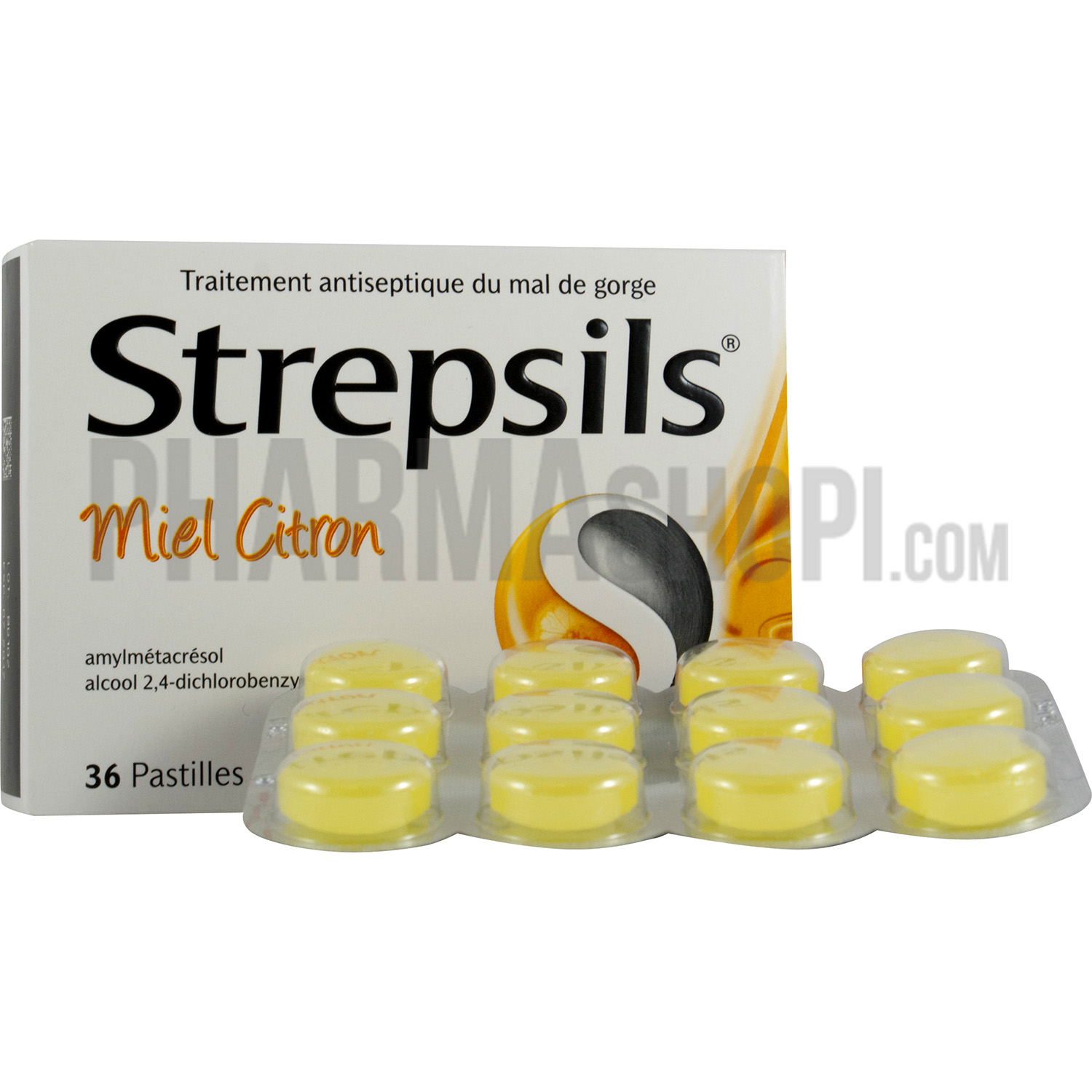 Strepsils miel citron sans sucre pastille à sucer - boite de 36 pastilles