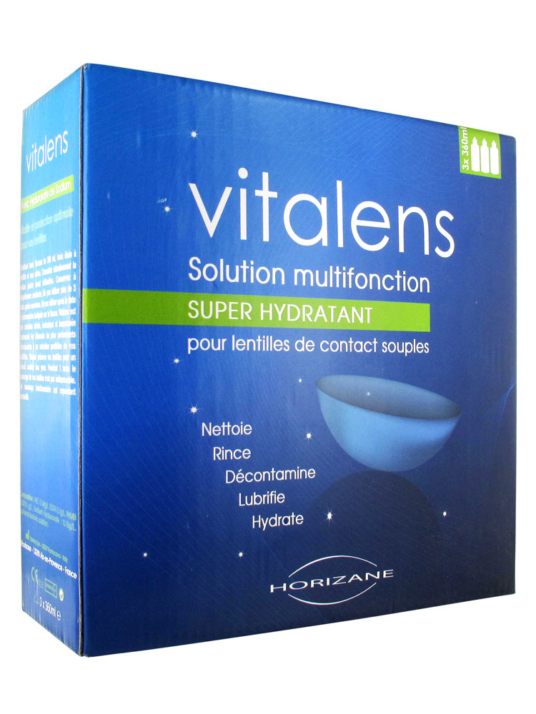 Vitalens solution multifonction pour lentilles de contact - 3 flacons de 360 ml
